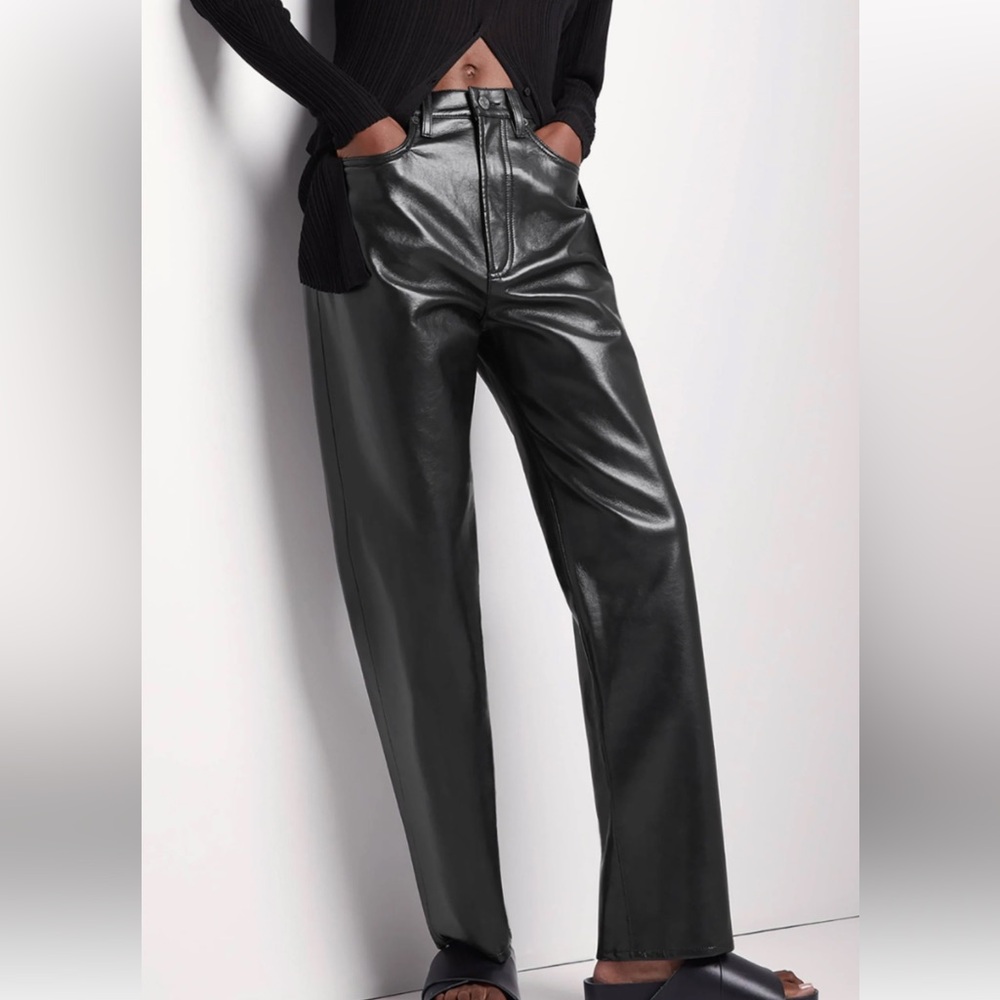 AGOLDE Recycled leather/polyurethane blend 90’s pinch waist pants. Made in USA